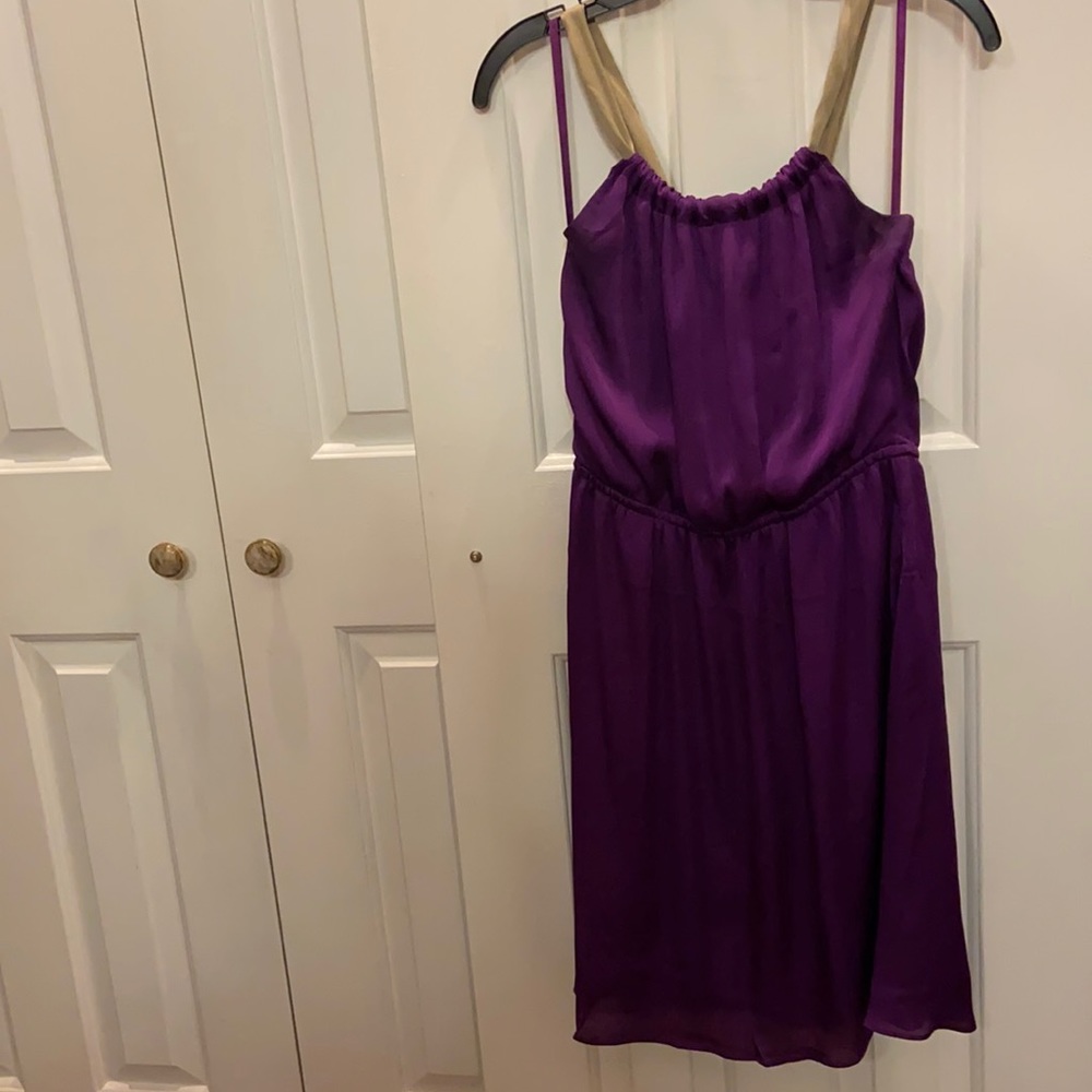 Gorgeous Purple and Gold Satin Cocktail Dress